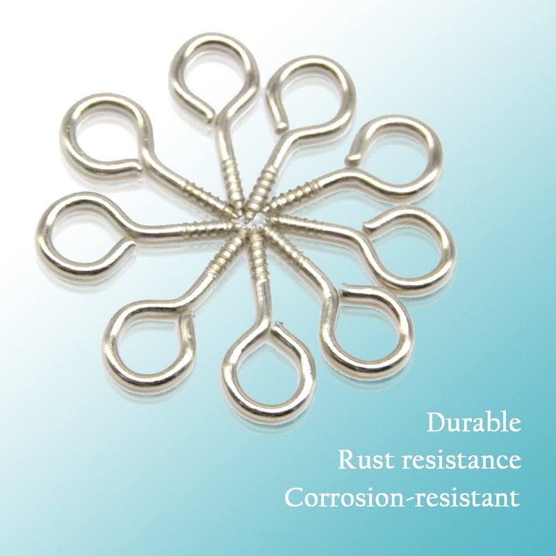 Hocansen 300 Pieces Small Screw Eye Pins 17x8mm Eye pins Hooks Mini Screw Eye Pin Peg for Cork Top Bottles Charm Bead DIY Jewelry Making (17 * 8mm) - Image 4